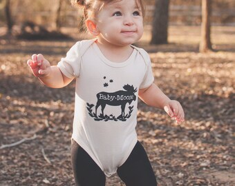 Baby Moose, Rustic, Boy, Girl, Unisex, Infant, Toddler, Newborn, Organic, Fair Trade, Ecofriendly, Bodysuit, Outfit, One Piece, Clothes, Tee