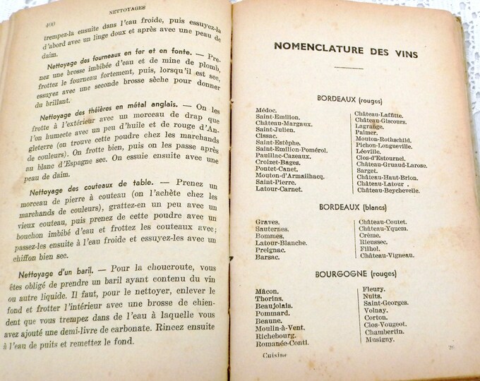 Antique French Cookbook from 1935 " Le Veritable Cuisine de Famille par Tante Marie" 1000 Recipes and 500 Menus, Written in French, France,