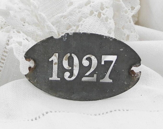 Antique 1927 Metal Stencil Plaque, French 1927 Zinc Metal 1962 Label, Collectible, French Signs, Brocante, Country Decor, Retro, Year