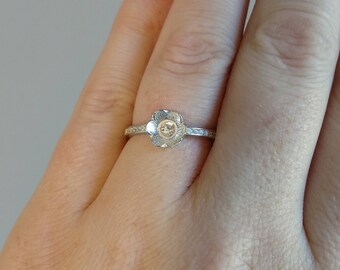 MADE to ORDER!!!! Sterling Silver Adjustable Simple CZ Ring-- Made to order with your pearl from the Pearl Party!!