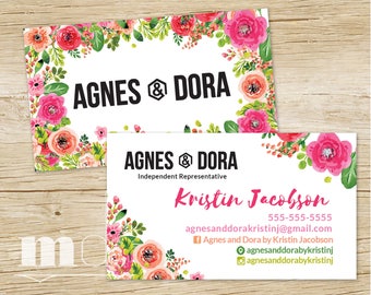 Agnes and Dora Business Card, Agnes & Dora Marketing Kit, Branding, Floral Design Agnes and Dora Custom Consultant Business Card, PRINTABLE