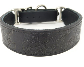 Stamped Steampunk Adjustable leather martingale collar