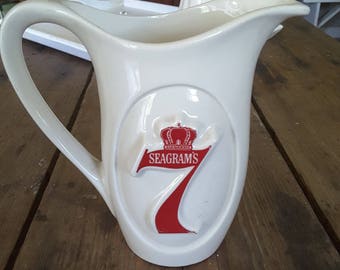 Vintage Seagrams 7 Collectible Pottery Pitcher