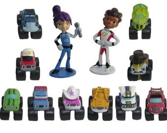 Blaze & Monster Machines CAKE TOPPER AJ Gabby Crusher Starla Zeg Stripes 12 Figure Set Birthday Party Cupcakes Figurines * Fast Shipping *