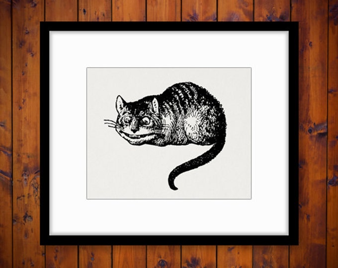 Printable Graphic Cheshire Cat Alice in Wonderland Art Download Image Illustration Digital Antique Clip Art Jpg Png Eps HQ 300dpi No.1825