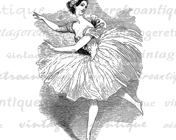 Digital Printable Ballerina Woman Ballet Graphic Download Image Illustration Antique Clip Art Jpg Png Eps HQ 300dpi No.2921