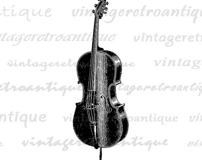 Cello Printable Image Download Music Illustration Graphic Digital Vintage Clip Art Jpg Png Eps HQ 300dpi No.1339