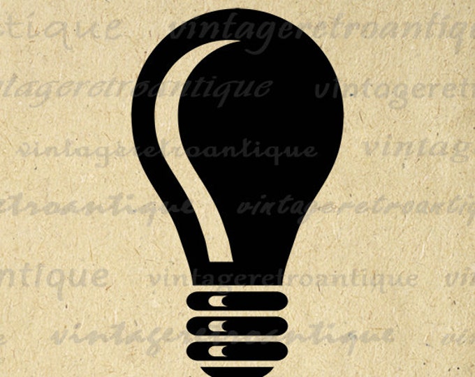 Light Bulb Graphic Digital Printable Idea Light Bulb Image Download Vintage Clip Art for Transfers Making Prints etc HQ 300dpi No.4357