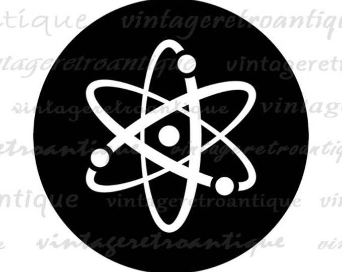 Printable Image Atoms Molecule Symbol Download School Science Education Graphic Digital Vintage Clip Art Jpg Png Eps HQ 300dpi No.4367