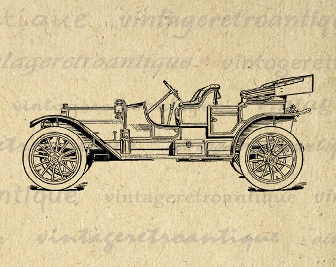 Printable Old Fashioned Car Graphic Digital Antique Automobile Image Download Vintage Clip Art Jpg Png Eps HQ 300dpi No.3549