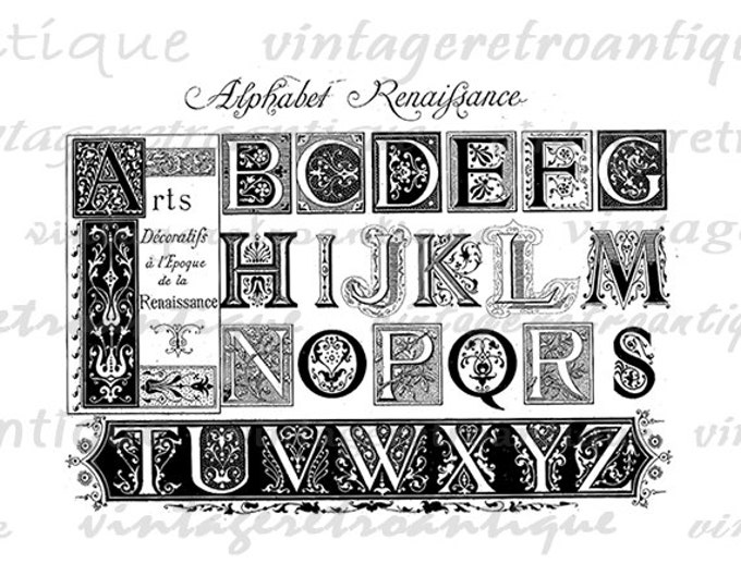 Digital Printable Antique Alphabet Graphic Assorted Letters Download Image Vintage Clip Art Jpg Png Eps HQ 300dpi No.194