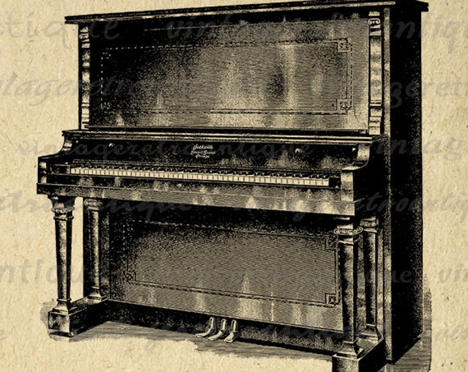 Antique Piano Digital Image Download Printable Graphic Vintage Clip Art Jpg Png Eps HQ No.1222