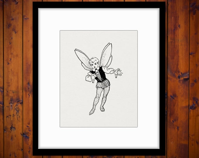 Digital Fairy Boy Printable Download Graphic Image Artwork Vintage Clip Art Jpg Png Eps HQ 300dpi No.2365