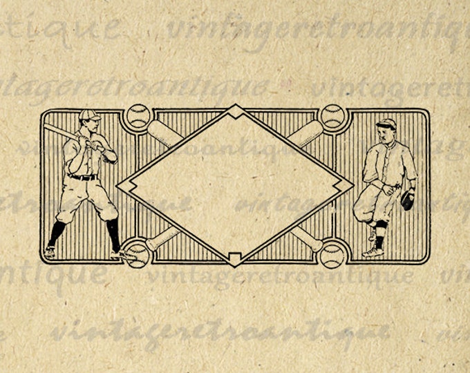 Antique Baseball Printable Graphic Digital Sports Image Download Vintage Clip Art Jpg Png Eps HQ 300dpi No.4114