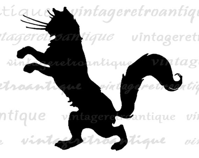 Digital Black Cat Silhouette Graphic Image Kitten Printable Download Vintage Clip Art Jpg Png Eps HQ 300dpi No.3581