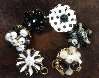 Vintage Earring Bracelet in Black and White