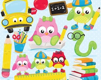 80% OFF SALE School owls clipart, clipart commercial use, vector graphics, digital clip art, digital images - CL898