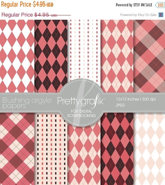 80% OFF SALE Blushing Argyle digital paper, commercial use, scrapbook papers, background - PS514 Il_570xn