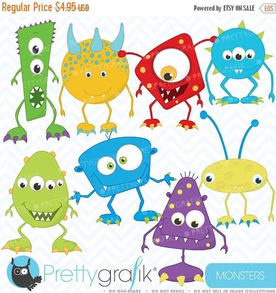 80% OFF SALE monster clipart commercial use, vector graphics, digital clip art, digital images - CL391 Il_570xn
