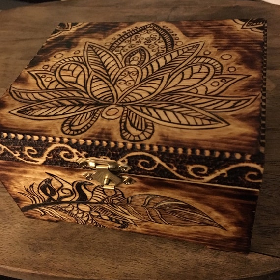 Items similar to Mandela Design Wood Burned Wooden Box on Etsy