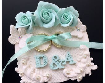Ring Pillow, Personalized Ring Pillow, Ring Bearer Pillow With Roses, Ring Holder Pillow, Custom Ring Bearer Pillow, Wedding Accessories