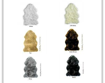 Plush Faux Fur Area Rug - Shaggy Sheepskin - Border Sheep Design Shape - Throw 6 Colors Designer Art Rug by Fur Accents USA
