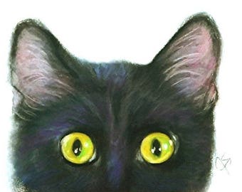 Cat Art, Black Cat Art, Black Cat Peek A Boo, Black Cat Decor