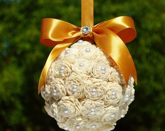 Kissing Ball, Sola Flower Kissing Ball, Gold Pomander