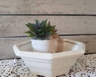 White Ironstone Planter Tureen Base Only - Farmhouse Chic - Modern Farmhouse decor - White Ironstone Bowl