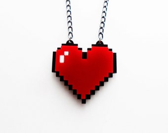 Pixel heart necklace