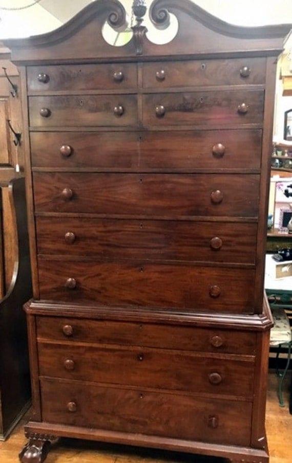 Walnut Highboy Dresser - 7.5 feet tall!