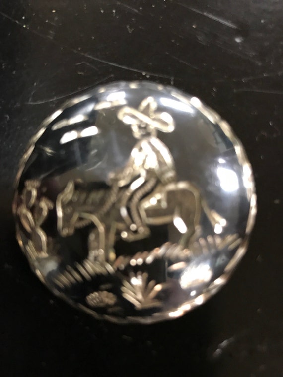 Mexican silver brooch retro burro
