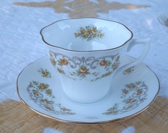 Vintage Rosina China Co. LTD Tea Cup/Queen's Fine Bone China/Yellow Floral/England/Home and Living/Kitchen and Dining/Dining and Serving