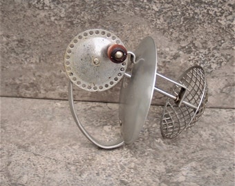 Antique Rotating Egg Beater with Red Wooden Handle