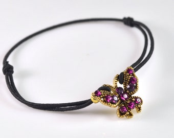 Butterfly black cord bracelet