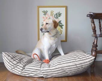 Ticking Stripe Dog Bed Cover, Custom Pet Bed Cover, Dog Bed Duvet Cover, Modern Pillow-Style Dog Bed Cover for Small to Large Dog Beds
