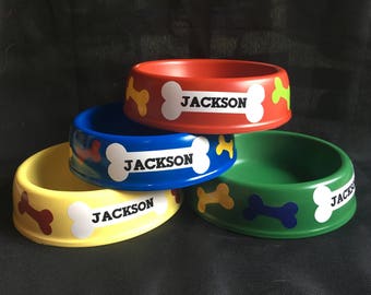 Paw patrol theme party serving dog bowls, personalized decorations