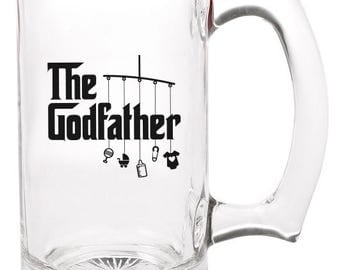 the godfather beer mug | double-sided logo | 12 ounce | diswasher safe