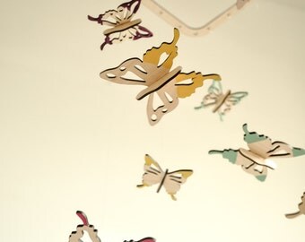 Butterfly mobile - wooden mobile - nursery mobile