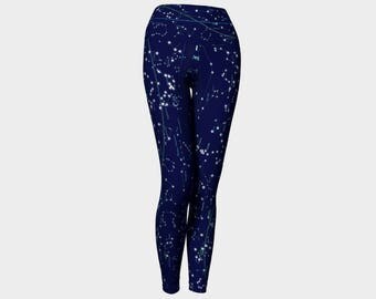 Constellations star map Handmade high quality astronomy space science yoga leggings artist original art printed chic geek wear