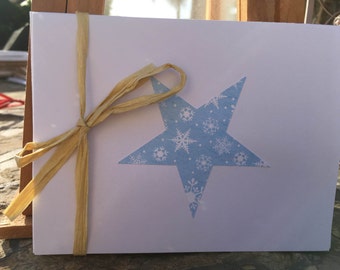 Set of 6 Handmade Snowflake Star Note Cards