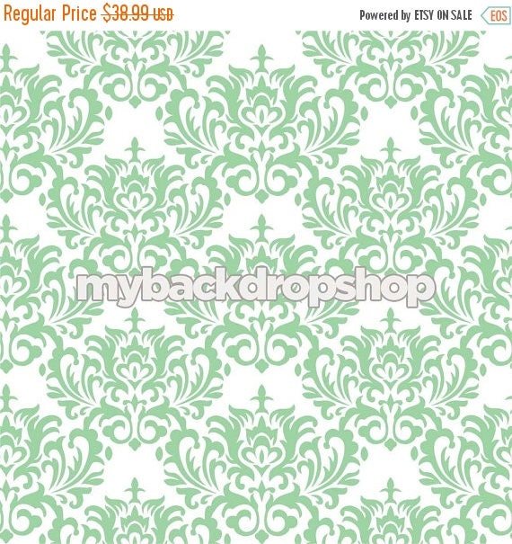 4ft x 4ft Mint Green Damask Wallpaper Newborn Photography