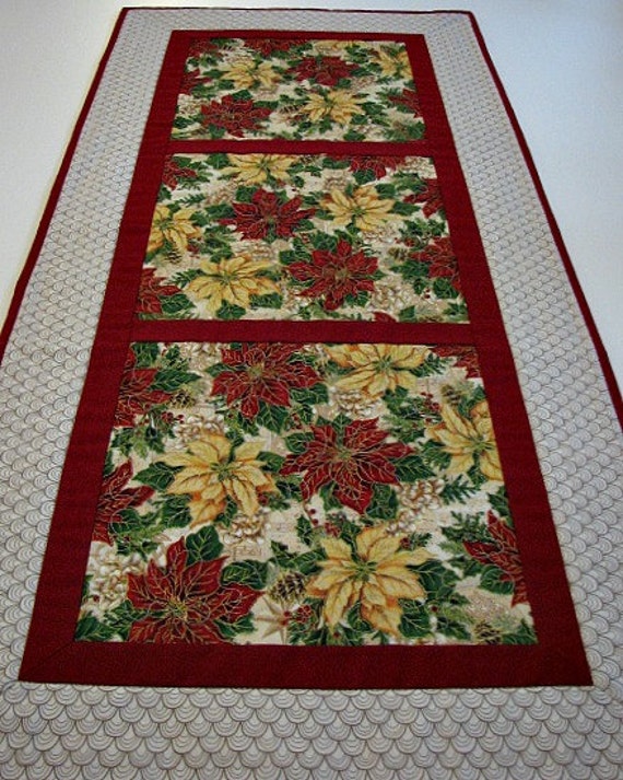 Handmade Christmas Table Runner Quilted Stripes B20