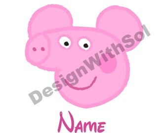 Peppa Pig Ears customized with name of your choice available as file to print on iron on transfer paper