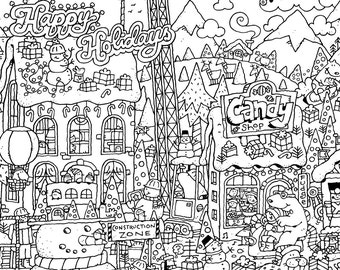 happy holidays coloring page