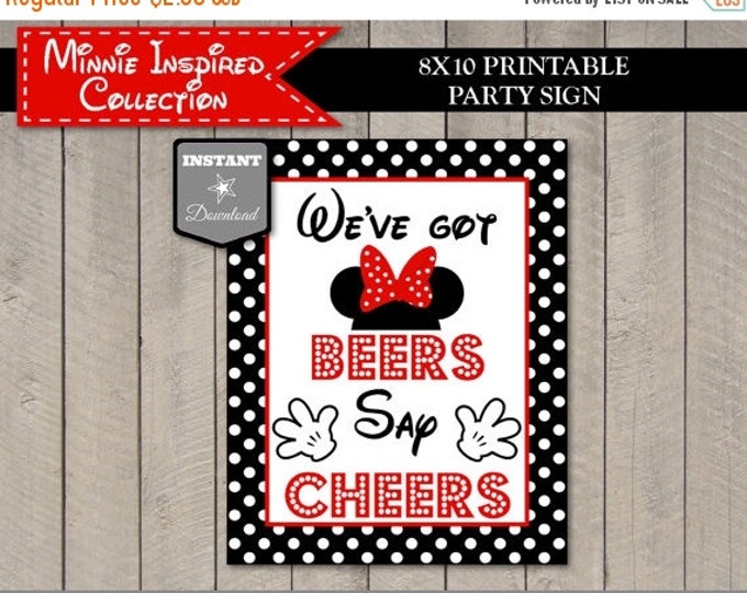 SALE INSTANT DOWNLOAD Red Girl Mouse 8x10 We've Got Beers, Say Cheers Printable Party Sign / Red Girl Mouse Collection / Item #1934