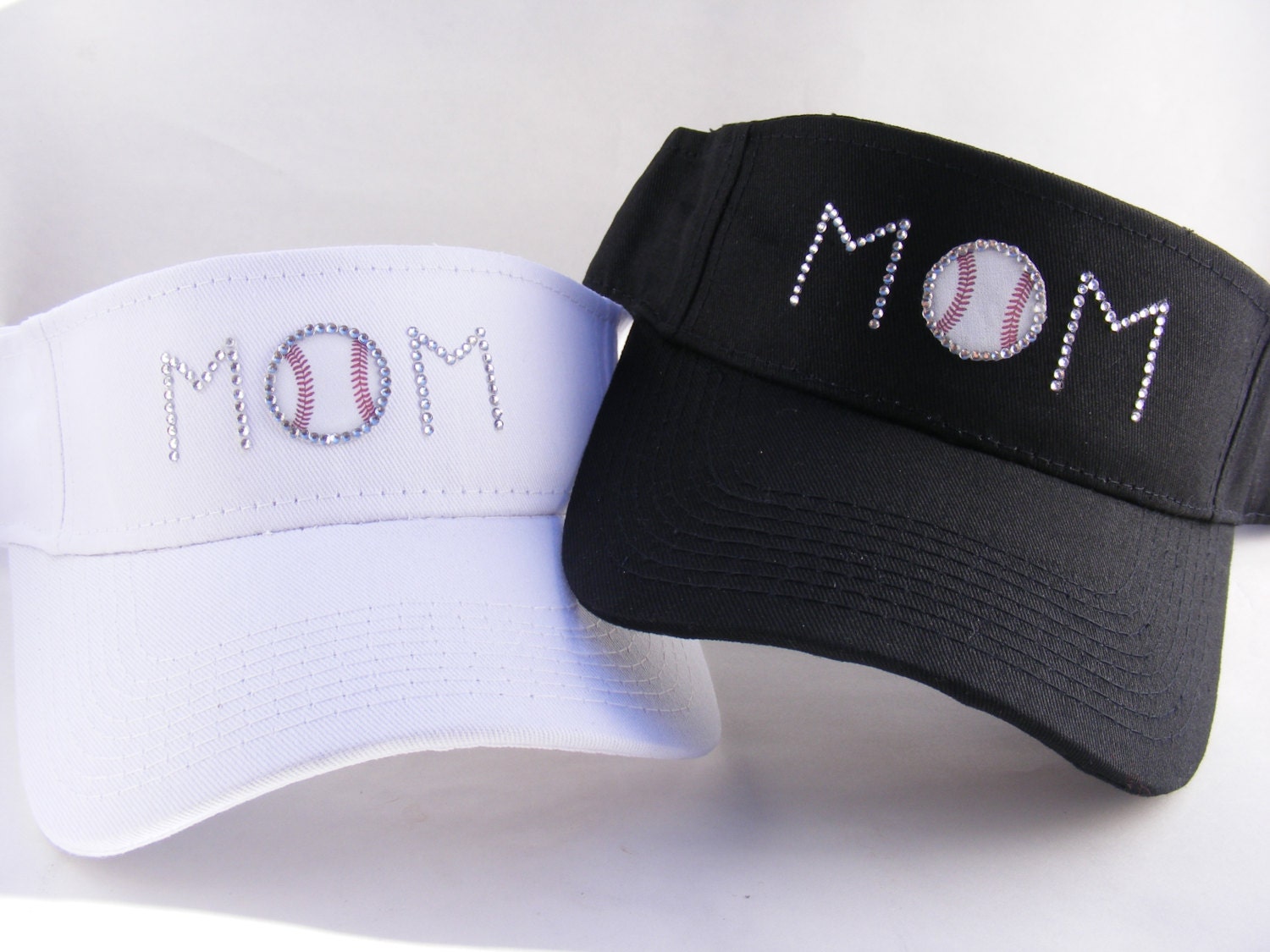 Rhinestone Baseball MOM Visor