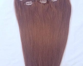 22 inches 7pcs Clip In Human Hair Extensions 30 Medium Auburn