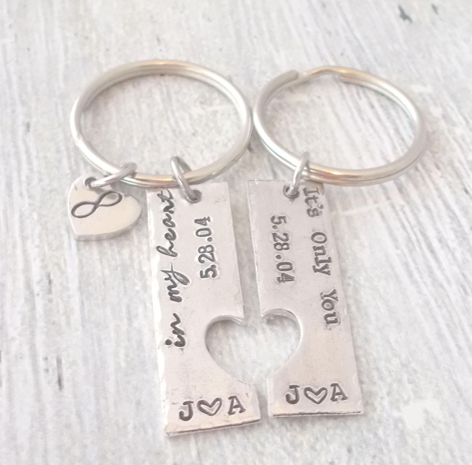 Personalized Couples Keychain Set In My Heart Its 8541