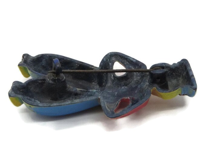 Vintage Dutch Boy Red Blue Plastic 1940s Pin, C Clasp